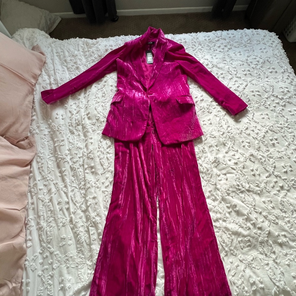 Nasty gal pink velvet suit- NWT